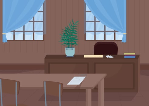 Courthouse flat color vector illustration
