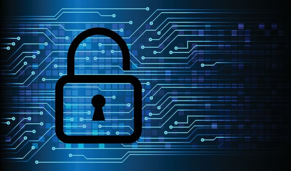 Closed Padlock on digital background cyber security vector