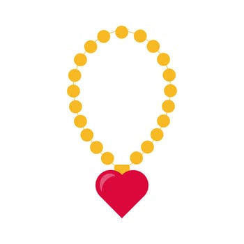happy valentines day necklace with heart flat style vector