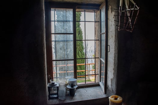 Light enters old window photo