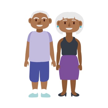 afro old couple persons avatars characters vector