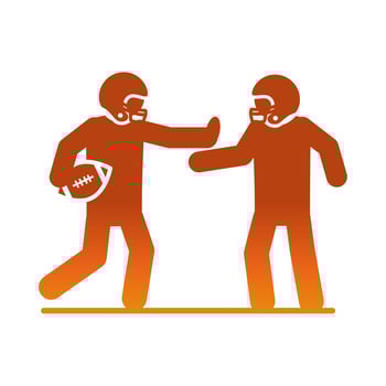american football players character with ball game sport professional and recreational gradient design icon vector