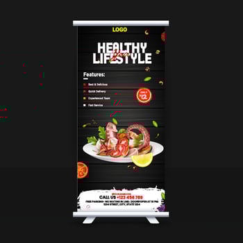Free Fast Food Roll Up Banner Design Idea For Restaurant vector