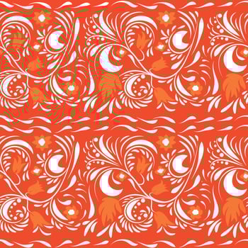 Folk flowers art pattern vector