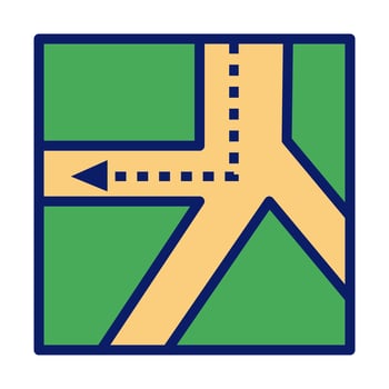 paper map guide with arrow line and fill style icon vector