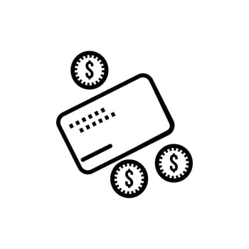 credit card and coins money line style icon vector