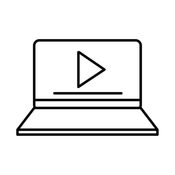 online education laptop video seminar website and mobile training courses line style icon vector