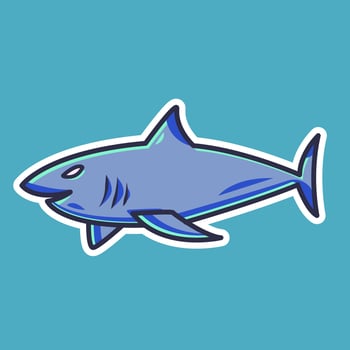 Shark cartoon sticker vector