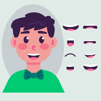 Boy mouth animation set vector