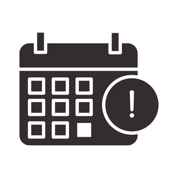alert icon calendar reminder attention danger exclamation mark precaution silhouette style design vector