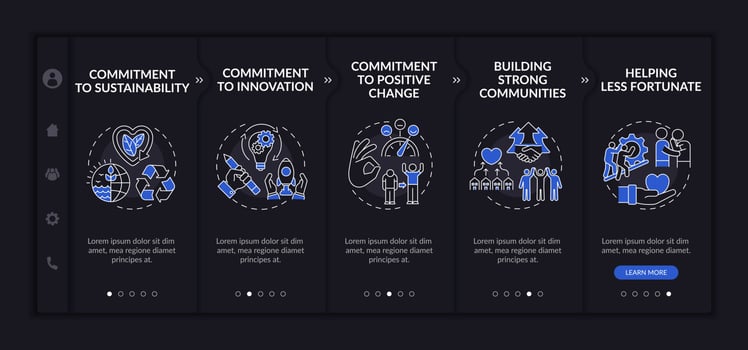 Company principles onboarding vector template