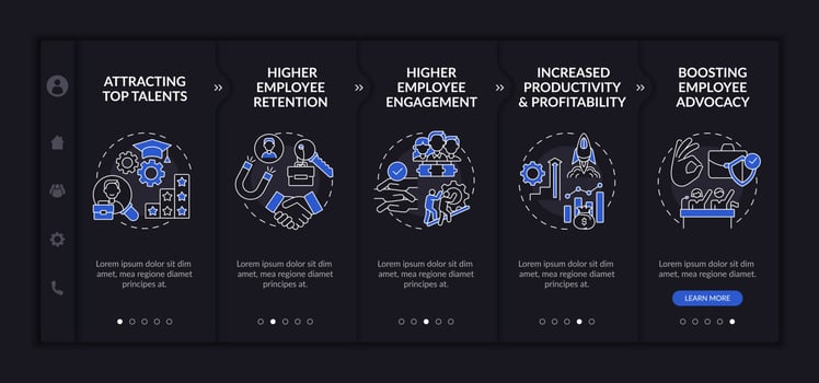 Corporate ethos benefits onboarding vector template