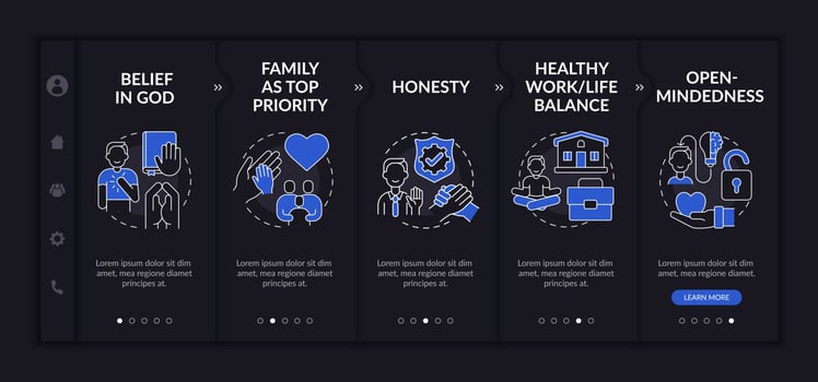 Personal morality onboarding vector template