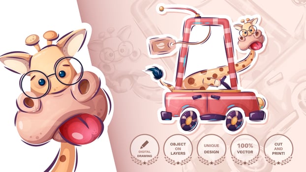 Giraffe in the car vector