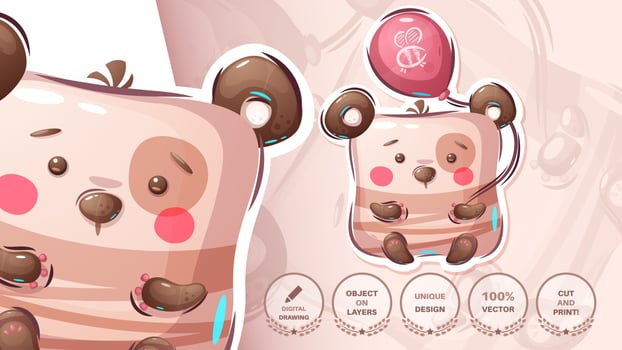 Bear with air balloon vector