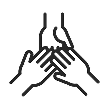 donation charity volunteer help social hands together community support line style icon vector