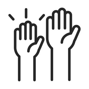 donation charity volunteer help social raised hands line style icon vector
