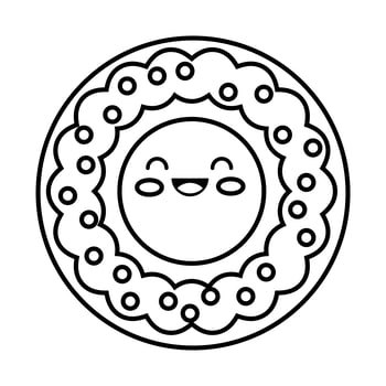 sweet donut kawaii line style icon vector