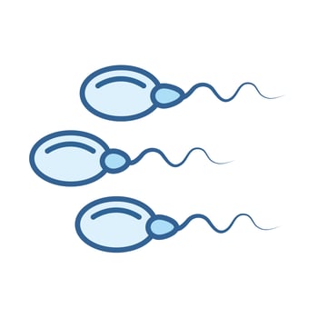sexual health human sperm fertility genetic line fill blue icon vector