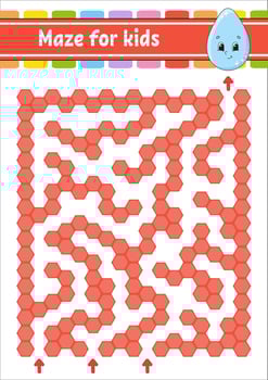 Rectangular color maze. Game for kids. Cute drop. Funny labyrinth. Education developing worksheet. Activity page. Puzzle for children. Cartoon character. Logical conundrum. Vector illustration.