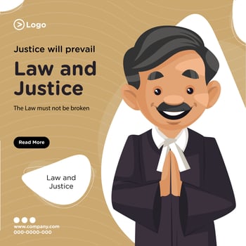Banner design of justice will prevail cartoon style illustration vector