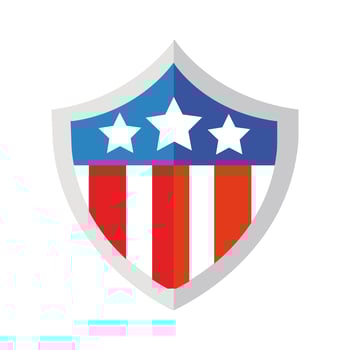 shield with usa flag flat detailed style vector
