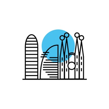buildings cityscape scene line style icon vector