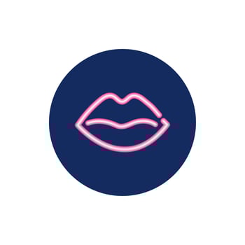 female lips neon lights icon vector