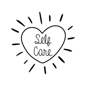 self care campaing lettering with heart line style vector