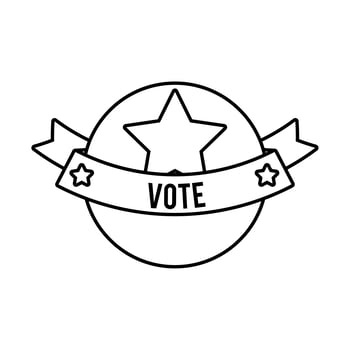 vote word in ribbon frame usa elections line style icon vector