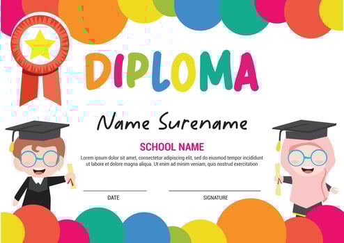 Diploma Certificate For Preschool And Elementary School Kids muslim multipurpose stars and colorfull vector