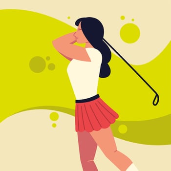 woman practicing golf vector