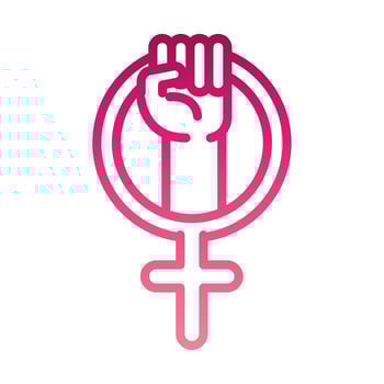 feminism movement icon symbol of female gender raised hand rights gradient style vector