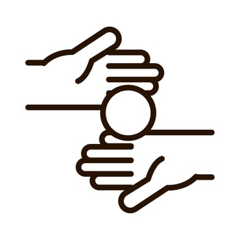 hand with money giving love charity donation line icon vector