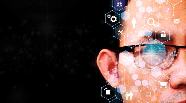 Human eye and high tech concept and screening big data and digital transformation technology strategy photo