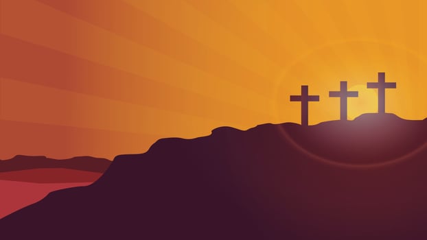 Calvary mountain sunset vector background