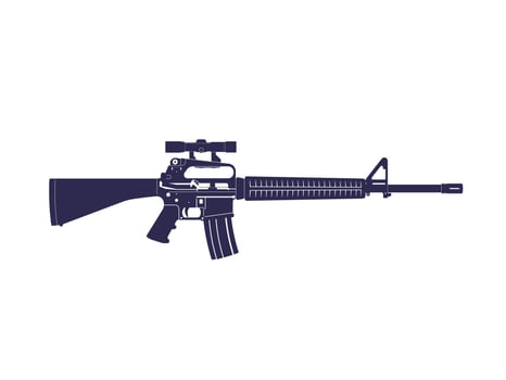 assault rifle, automatic gun with optical scope vector