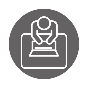 top view businessman typing laptop in desk business work office block and line icon vector