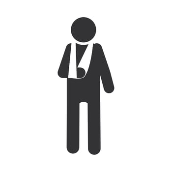 disabled person with sling in hand world disability day silhouette icon design vector