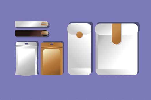 mockup paper envelopes and chopstick packaging gradient style vector