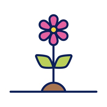 flower growth plant line and fill style icon vector
