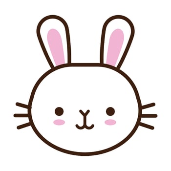 cute little rabbit kawaii animal line and fill style vector