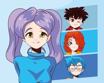 woman and men cartoons vector