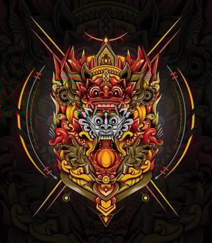 Illustration of balinese traditional dance for any merchandise requirement, t shirt, clothing apparel vector