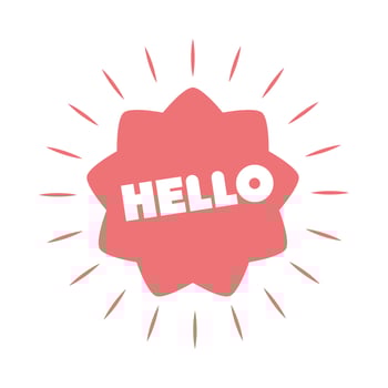 slang bubbles hello sticker over white background flat icon design vector