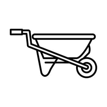 wheelbarrow tool repair maintenance and construction equipment line style icon vector