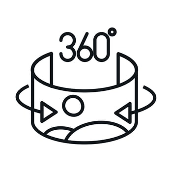 360 picture view virtual tour panorama linear style icon design vector