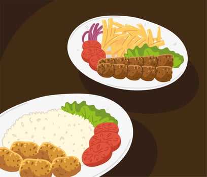 arabic traditional dinner vector