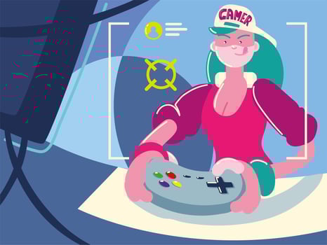 gamer playing video game vector