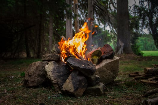 Preparing food on fire photo